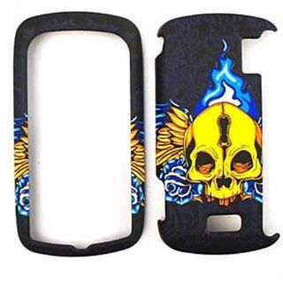 RUBBER COATED HARD CASE FOR LG GENESIS VS760 TEXTURED SKULL WINGS Cell Phones & Accessories
