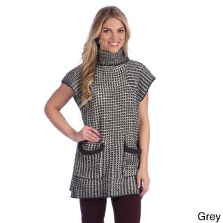 Hadari Womens Grey Houndstooth Casual Sweater