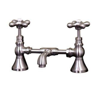 Barclay I760 MCBN Cobar Bridge Cross Handles Lavatory Faucet with Overflow, Brush   Touch On Bathroom Sink Faucets