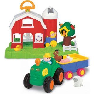 Kiddieland Farm & Tractor Set with 5 Farm Animals & 1 Farmer Figure Toys & Games