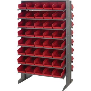 Quantum Storage Double Sided Rack With 80 Bins — 24in. x 36in. x 60in. Size, Red, Model# QPRD-102 RD  Double Sided Bin Units