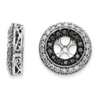 14k White Gold Black & White Diamond Earrings Jackets. Carat Wt  1ct Jewelry