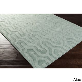 Surya Carpet, Inc Hand Loomed Drome Solid Tone on tone Geometric Wool Area Rug (8 X 11) Green Size 8 x 11
