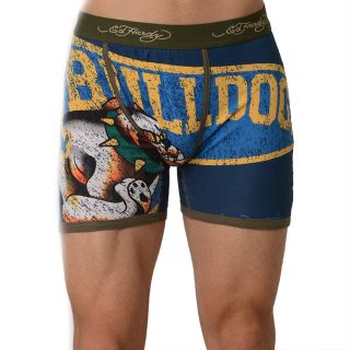 Ed Hardy Mens Lets Go Bulldogs Army Green Vintage Boxer Briefs