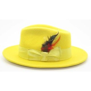 Ferrecci Mens Yellow Fedora Hat