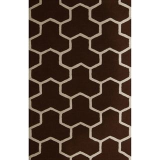 Safavieh Handmade Moroccan Cambridge Dark Brown/ Ivory Geometric Wool Rug (8 X 10)