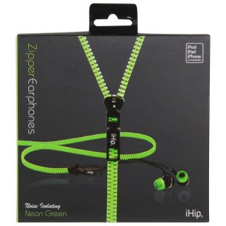 iHip Zip Tangle Free Zippered Earphones   Green      Electronics