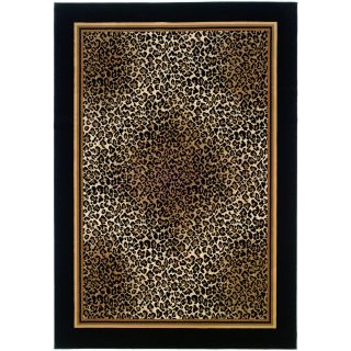 Everest Leopard/ Ivory/ Black Area Rug (53 X 76)