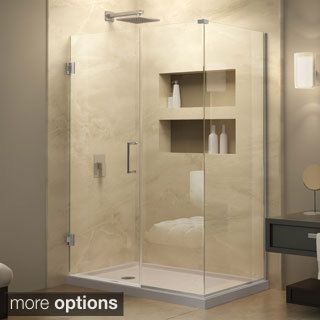 Dreamline Unidoor Plus 30.375   34.375 In. D X 55.5 In. W Frameless Hinged Shower Enclosure, Clear Glass