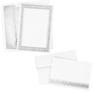 Foil Silver Filigree Invitations And Note Card Kit (50 Count)
