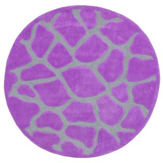 Tufted Animal Print Purple Round Rug (3 X 3)