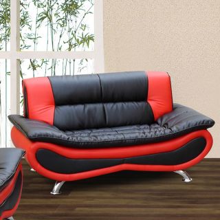 Christina Red/ Black Two tone Bonded Leather Loveseat