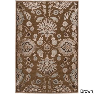 Hand woven Traditional Beige/brown Floral Durban Rug (52 X 76)