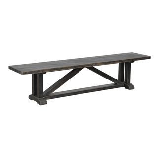 Rolli Distressed Black Solid Pine Bench
