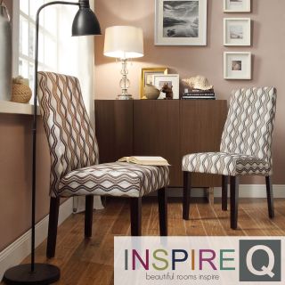 Inspire Q Marcey Mocha Wavy Stripe Wave Back Dining Chair (set Of 2)