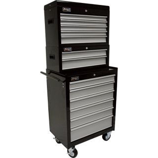 Homak SE Series 27in. 2-Drawer Middle Tool Chest — Black, 26 1/2in.W x 12 1/2in.D x 7 3/4in.H, Model# BG03027203  Tool Chests