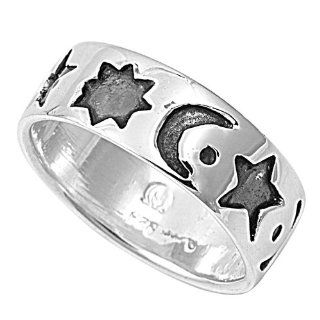 Sterling Silver Star Sun Moon Ring Size 11 Jewelry
