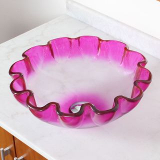 Elite 164e Modern Design Lotus Tempered Glass Bathroom Vessel Sink