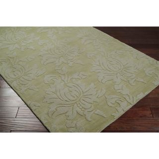 Surya Carpet, Inc Hand Loomed Crete Casual Solid Tone on tone Floral Wool Area Rug (8 X 11) Green Size 8 x 11