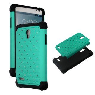 Aqua Green Rhinestone LG Optimus L9 P769 / T Mobile Pre Paid Case Cover Hard Phone Snap on Cover Case Protector Faceplates Cell Phones & Accessories