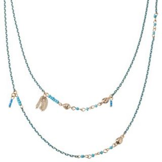 Womens Long Station Chain Necklace with Tassels