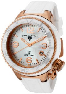 Swiss Legend 11844 WWRA  Watches,Neptune Ceramic (44 mm) White Mother Of Pearl White Silicone, Casual Swiss Legend Quartz Watches