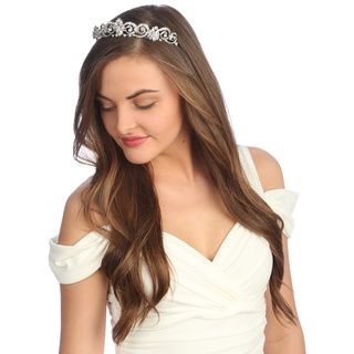Bridal Veil Company Inc. Amour Bridal Silver Rhinestone Tiara Headpiece Silver Size One Size Fits Most