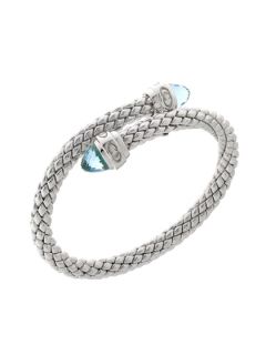Stretch Silver & Faceted Blue Topaz Wrap Bracelet by Chimento