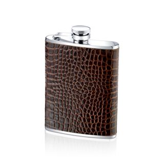 Stainless Steel 6 ounce Stainless Steel And Genuine Alligator Leather
