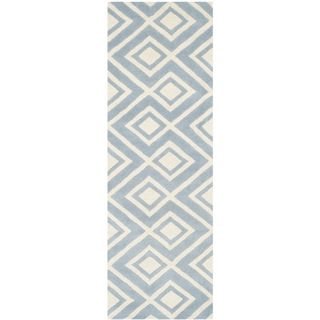 Safavieh Handmade Moroccan Chatham Blue/ Ivory Wool Geometric pattern Rug (23 X 7)