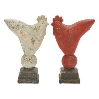 Indoor/ Outdoor Vintage Rooster Sculptures (set Of 2)