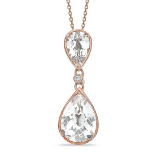 Pear Shaped Lab Created White Sapphire Pendant in Sterling Silver with