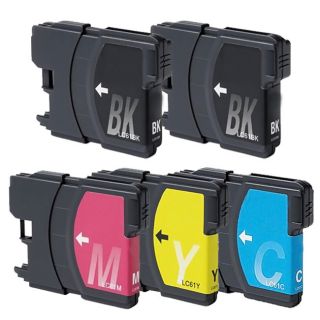 Brother Lc61 2x Bk, 1xcym Compatible Ink Cartridge Set (remanufactured) (pack Of 5)