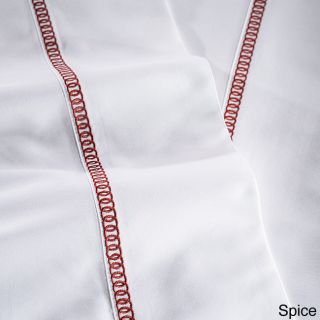 Westport Linens Links Embroidered Egyptian Cotton Sateen 300 Thread Count Sheet Set Red Size Queen