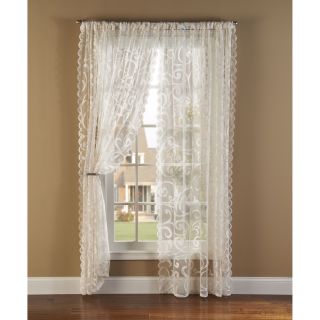Jeffrey Fabrics Scroll Lace 84 inch Curtain Panel Pair Ivory Size 56 x 84