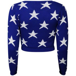 Womens American Star Crop Knit Jumper   Cobalt Blue/White      Womens Clothing