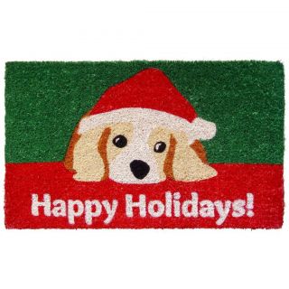 Handwoven Dog Lovers Holiday Coconut Fiber Doormat (16 X 26)