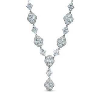 AVA Nadri Cubic Zirconia and Crystal Floral Necklace in White Rhodium