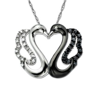 online only 1 8 ct t w enhanced black and white diamond kissing swans