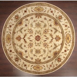 Hand knotted Ziegler Beige Vegetable Dyes Wool Rug (8 Round)