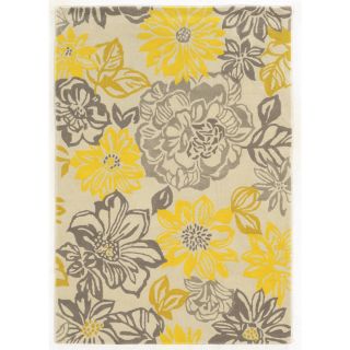 Trio Collection Floral Grey/ Yellow Area Rug (5 X 7)