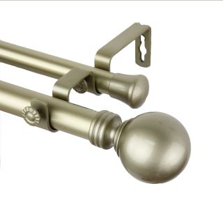 Sphere Light Gold Adjustable Double Curtain Rod/ Finial Set