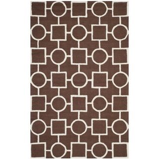 Safavieh Handmade Moroccan Cambridge Dark Brown/ Ivory Wool Rug (4 X 6)