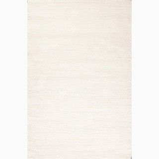 Hand made Ivory/ White Wool Textured Rug (8x10)