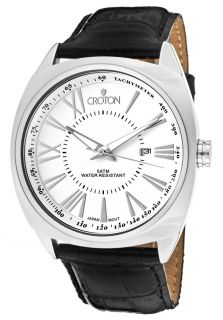 Croton SP399164BSDW  Watches,Mens White Dial Black Leather, Casual Croton Quartz Watches
