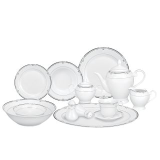 Lorren Home Trends Silver/ Black Accent 57 piece Porcelain Dinnerware Set