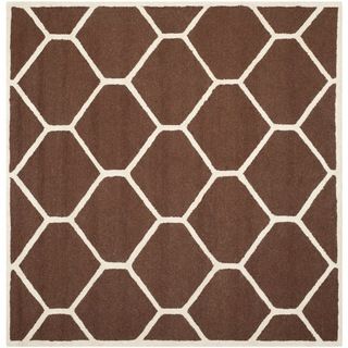 Safavieh Handmade Moroccan Cambridge Collection Dark Brown/ Ivory Wool Rug (8 Square)