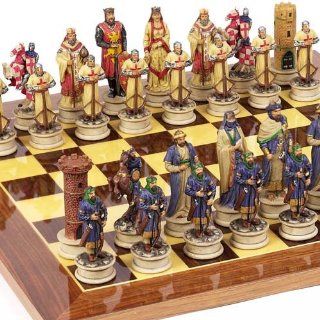 Crusade Chessmen & Columbus Avenue Chess Board From Spain Large, King 4 1/2" Toys & Games