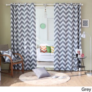 Best Home Fashion Chevron Print Room Darkening Grommet Top 84 Inch Curtain Panel Pair Grey Size 52 x 84