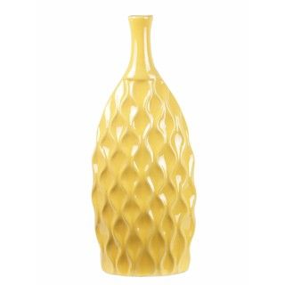 Privilege Tall Ceramic Flat Yellow Vase